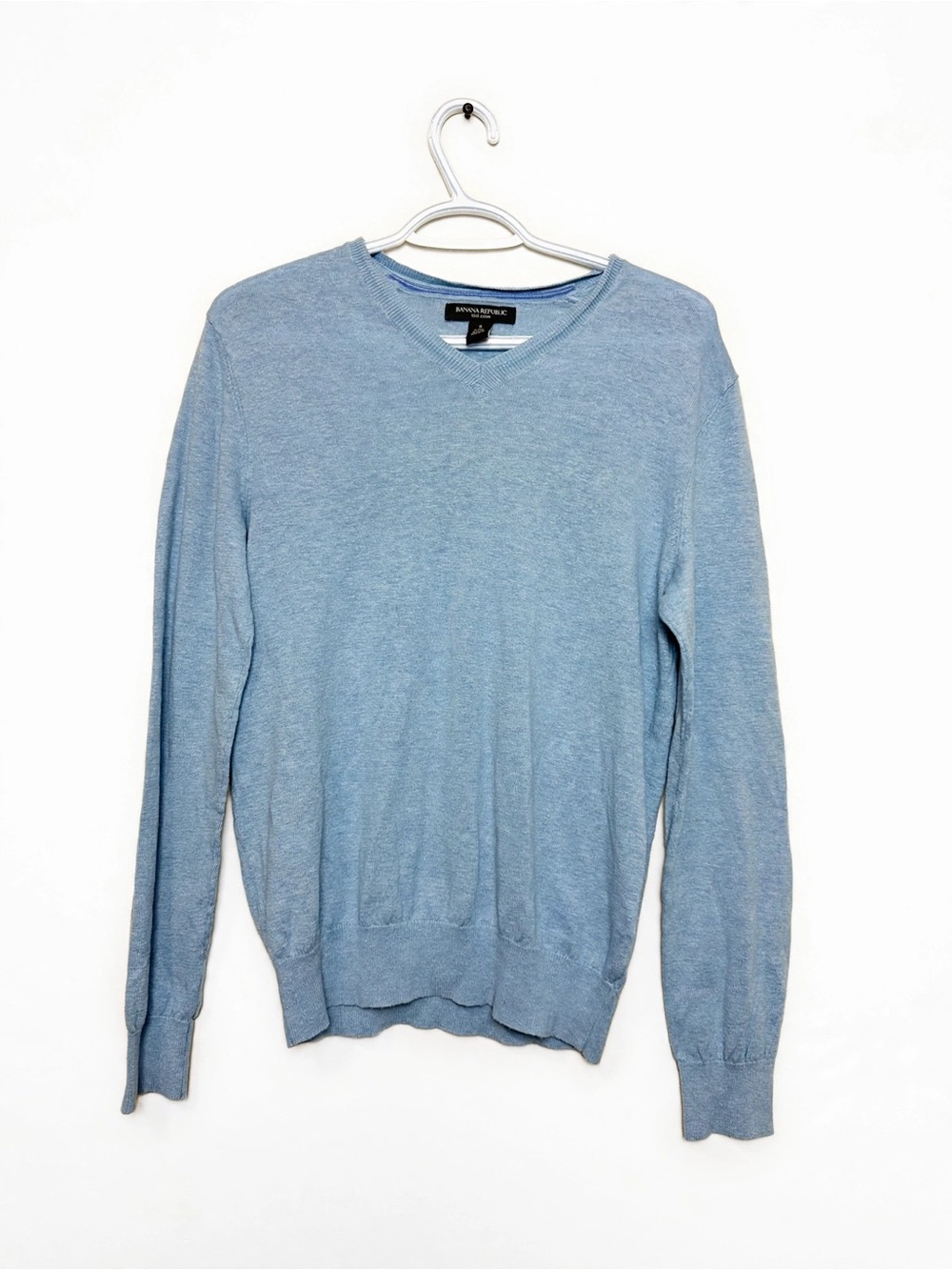 Banana Republic Men's Sky Blue V-Neck linen/Silk blend Sweater size S